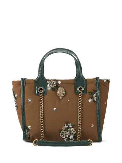 Kurt Geiger Hoxton Beaded Floral Tote Bag In Brown