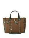 Kurt Geiger Hoxton Beaded Floral Tote Bag In Brown