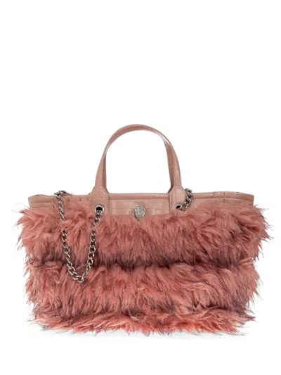 Kurt Geiger Hoxton Faux-fur Leather Tote Bag In Pink