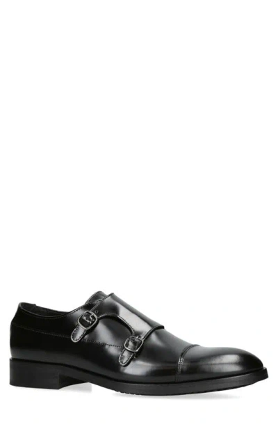 Kurt Geiger Harris Logo-embellished Leather Monk-strap Shoes In Black