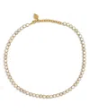 Kurt Geiger Imitation Pearl & Cubic Zirconia Bezel Vintage Style Tennis Necklace, 16-18