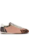 Kurt Geiger Womens Peach Islington Eagle-embellished Suede Trainers In Pink