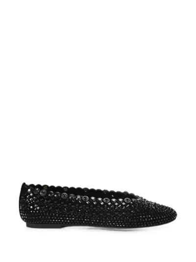 Kurt Geiger Jewel Perforated Ballet Flats In Black