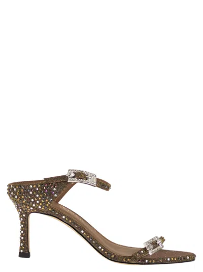 Kurt Geiger London Jeweled Heeled Sandal In Brown