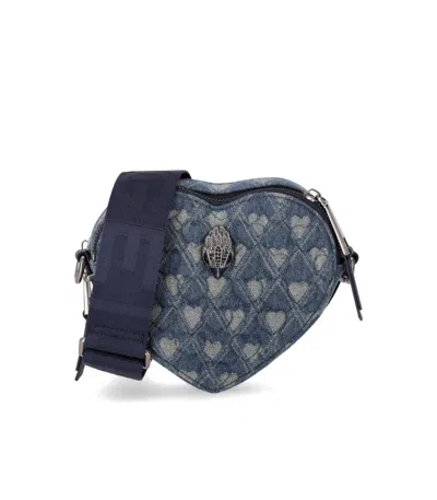 Kurt Geiger Kensington Heart Denim Crossbody Bag In Blue