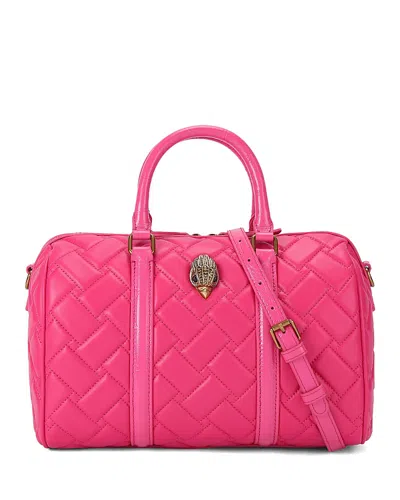 Kurt Geiger Kensington Boston Drench Quilted Leather Bowling Bag In Pink