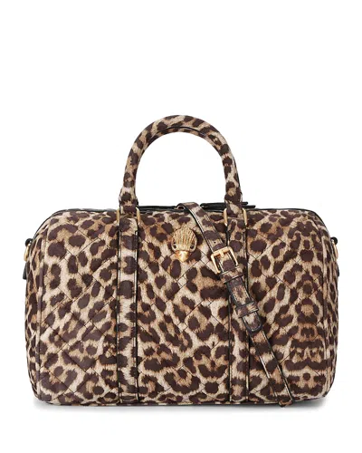 Kurt Geiger Kensington Boston Leopard Print Leather Handbag In Open Brown