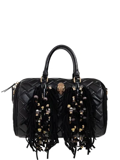 Kurt Geiger Kensington Boston Quilted Fringe Tote Bag In Black