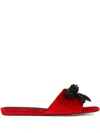 Kurt Geiger Kensington Bow-embellished Velvet Sandals In Red