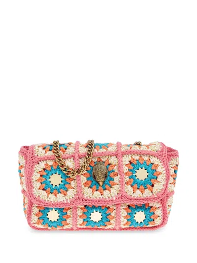 Kurt Geiger Kensington Crochet Crossbody Bag In Pink