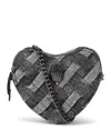 Kurt Geiger Kensington Denim Heart Shaped Crossbody In Black