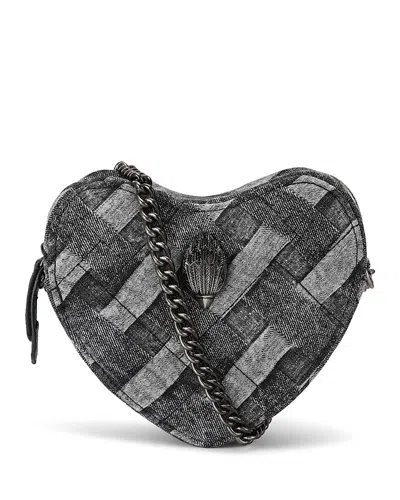 Kurt Geiger Kensington Denim Heart Shaped Crossbody In Black