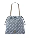 Kurt Geiger London Kensington Drawstring Denim Shoulder Bag In Navy