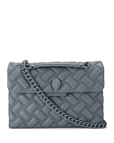 Kurt Geiger Kensington Drench Leather Shoulder Bag In Grey