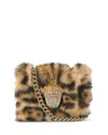 Kurt Geiger Kensington Eagle Micro Faux Fur Shoulder Bag In Brown