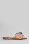 Kurt Geiger Kensington Flats In Multicolor Raffia In Pink