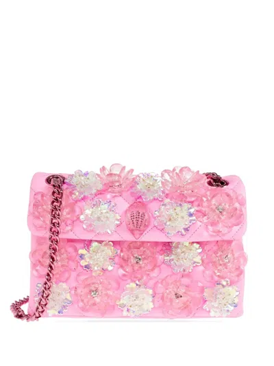 Kurt Geiger Kensington Flower-embellished Quilted Shoulder Bag In Pink