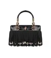 Kurt Geiger Square Kensington Fringe Handbag In Black