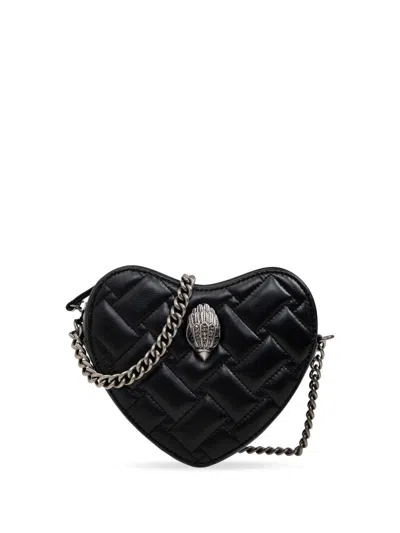 Kurt Geiger Kensington Heart Leather Crossbody Bag In 黑色