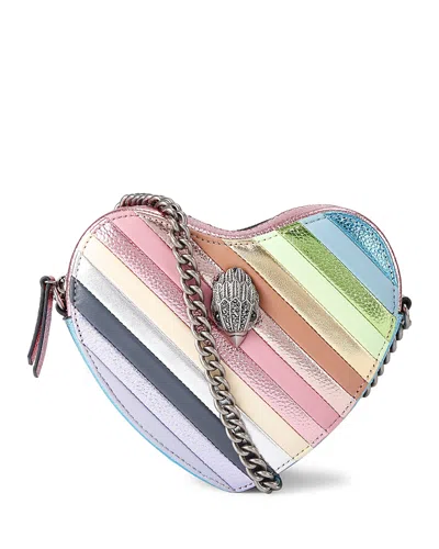 Kurt Geiger Kensington Heart Metallic Leather Stripe Crossbody In Multi