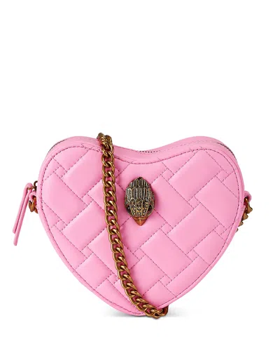 Kurt Geiger Kensington Heart Mini Leather Crossbody In Pink
