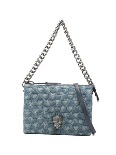Kurt Geiger Kensington Heart Quilted Chain Shoulder Bag In Blue