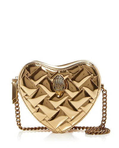 Kurt Geiger Kensington Heart X Body Leather Crossbody Bag In Gold