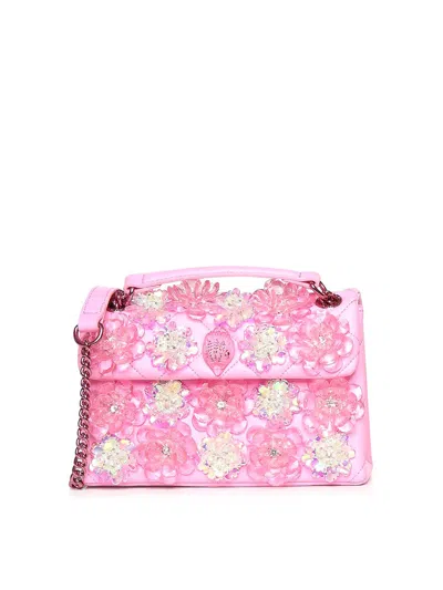 Kurt Geiger Kensington Leather Bag With Crystals In Nude