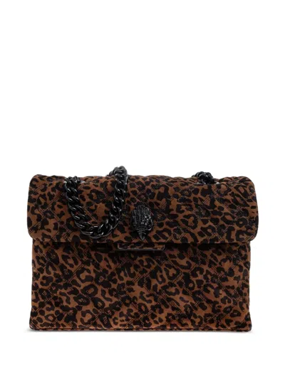 Kurt Geiger Kensington Leopard-print Quilted Shoulder Bag In Brown