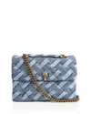 Kurt Geiger Kensington Medium Denim Crossbody In Blue