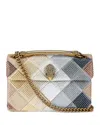 Kurt Geiger Kensington Medium Metallic Patchwork Convertible Crossbody In Gray