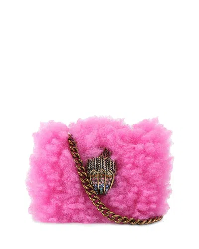 Kurt Geiger Kensington Micro Pink Fluffy Fabric & Leather Shoulder Bag