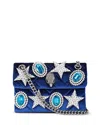 Kurt Geiger Kensington Mini Embellished Velvet Convertible Crossbody In Blue