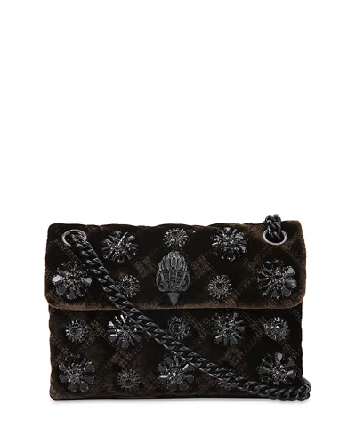Kurt Geiger Kensington Mini Embellished Velvet Convertible Crossbody In Brown