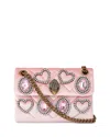 Kurt Geiger Kensington Mini Embellished Velvet Shoulder Bag In Pink