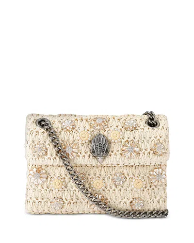Kurt Geiger Kensington Mini Raffia Effect Crossbody In Brown