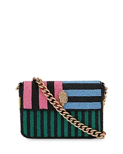 Kurt Geiger Kensington Multi Stripe Beaded Shoulder Bag In Charcoal