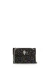Kurt Geiger Shoulder Bag Velvet Pattern Rhinestone Detail In Black
