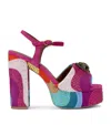 Kurt Geiger Womens  London Kensington Swirl-pattern Suede Platform Sandals