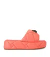 Kurt Geiger Womens Peach Kensington Puff Flatform Leather Sandals In Orange