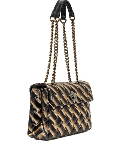 Kurt Geiger Kensington Quilted Bird-embellished Shoulder Bag In Brown