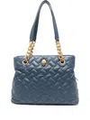 Kurt Geiger Kensington Quilted Chain-detail Tote Bag In Blue