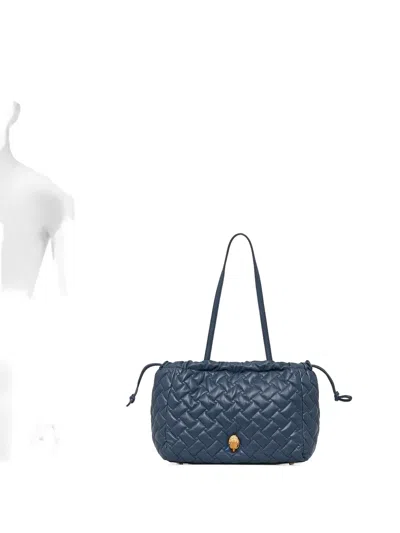 Kurt Geiger Kensington Quilted Logo-detail Tote Bag In Blue