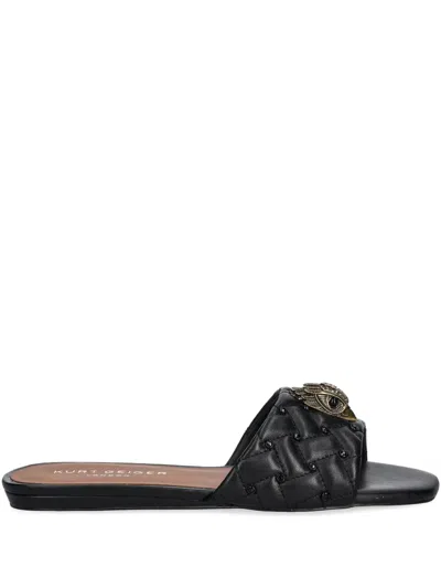 Kurt Geiger Kensington Quilted Slide Sandals In Black