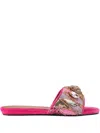 Kurt Geiger Kensington Sequin-embellished Eagle-head Loafers In Pink