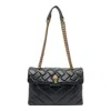 Kurt Geiger Quilted Calf Leather Shoulder Bag With Gold-tone Clasp In Black