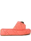 Kurt Geiger Womens Peach Kensington Puff Flatform Leather Sandals In Orange