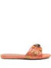 Kurt Geiger Womens Red Comb Kensington Eagle-embellished Woven Mules Eur 36 / 3 Uk In Orange