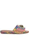 Kurt Geiger Kensington Flats In Multicolor Raffia In Pink