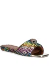 Kurt Geiger Women's Kensington Woven Embellished Slide Sandals In Yellow